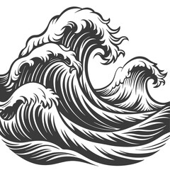 Drawing of powerful ocean waves High Quality Editable Vector Design and illustration
