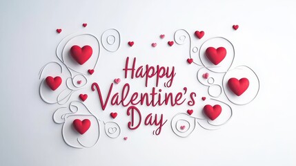 Elegant Calligraphy Design Featuring Hearts for a Happy Valentine's Day Celebration