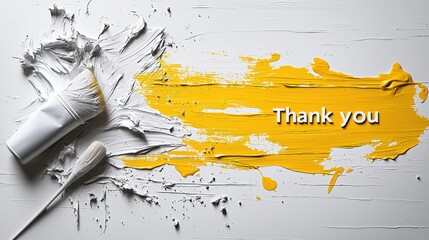 Write thank-you cards with a brush on light yellow canvas