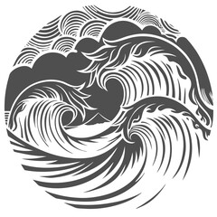 A Stylized Waves And Ocean Elements High Quality Editable Vector Design and illustration