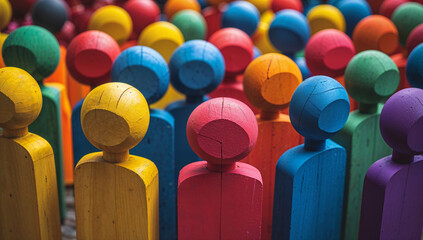 Diversity, Equity, inclusion, bullying and harassment. A metaphor showing someone who is isolated from society and feeling different. DEI, DEIB. Belonging