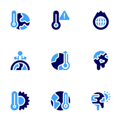 Global warming icon set. Bold style. Duotone colors. global warming, global, greenhouse effect, ecology
