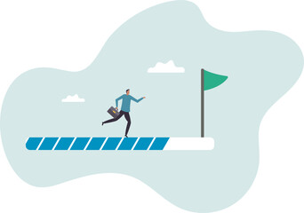 Progress or journey to success or achieve goal, business step or career path, mission or challenge to succeed, improvement.business concept.flat character.