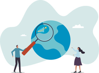 World economic analysis, global investment or international business opportunity research, forecast and analyze financial information .business concept.flat character.