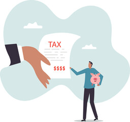 Tax burden or debt to pay for income tax, financial charge and duty to pay for government, accounting or bills,business concept.flat character.