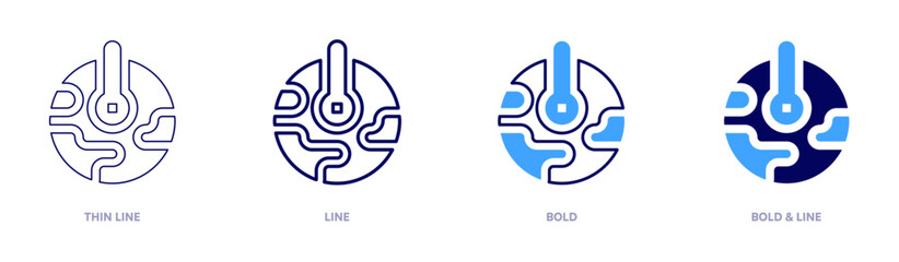 Global warming wildlife icon in 4 different styles. Thin Line, Line, Bold, and Bold Line. Duotone style. Editable stroke