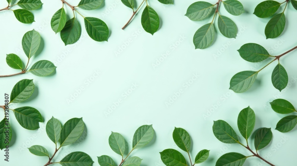 Poster a fresh green frame of lush foliage with a blank center for text or design