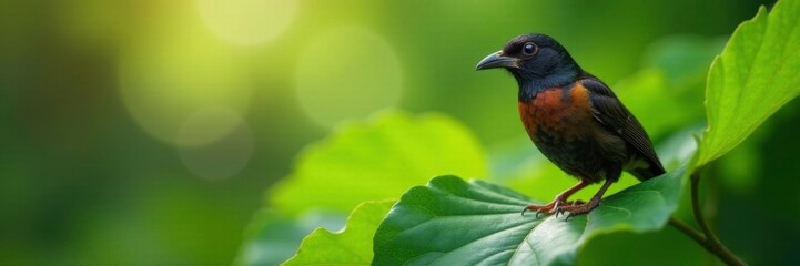 Amsel gently lifting a leaf to reveal hidden insects underneath, insect hiding spot, nature