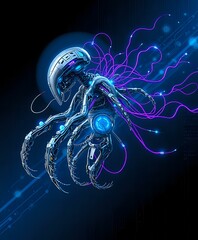 Cosmic Cybernetic Entity: Futuristic Biomechanical Art