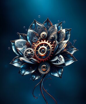 Mechanical Floralia: A Futuristic Bloom of Gears and Petals