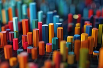 Obraz premium Colorful hexagonal columns representing data visualization and market analysis