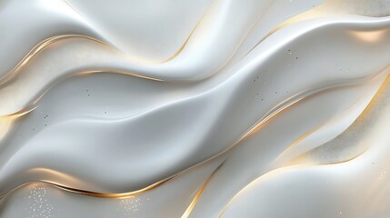 Obraz premium Abstract White Waves with Gold Accents