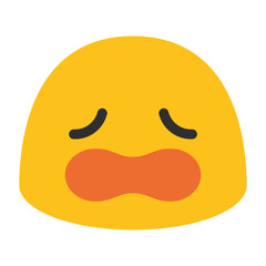 Yellow Blob Character with Sad Expression, Simple Cartoon-Style, Isolated on White Background, Clipart