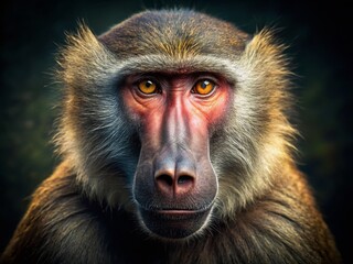 Obraz premium Powerful Baboon Gaze: Conceptual Wildlife Portrait
