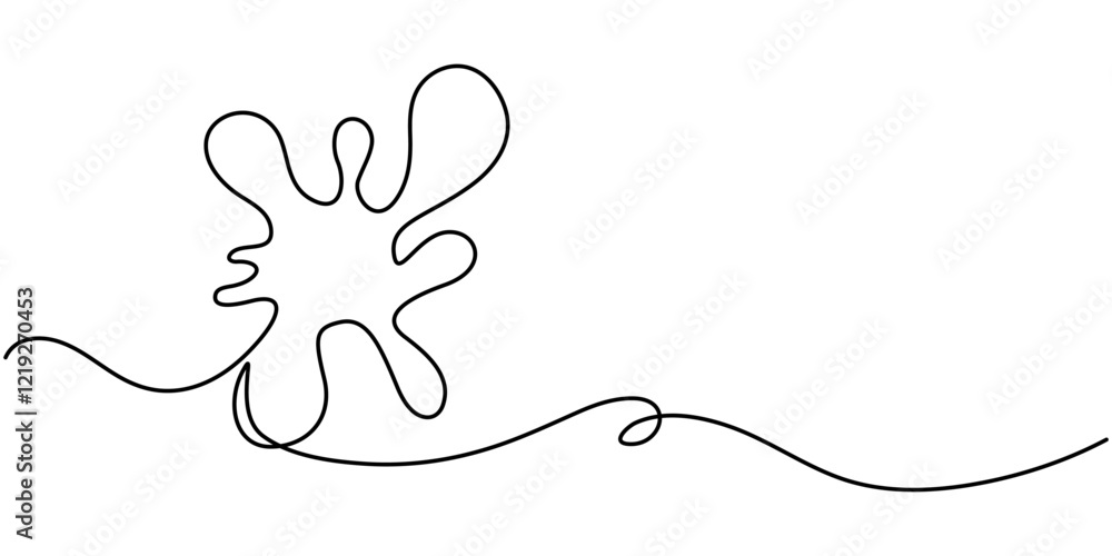 Poster ink splash icon continuous one line drawing, sea wave one continuous line. drawing one line of sea w