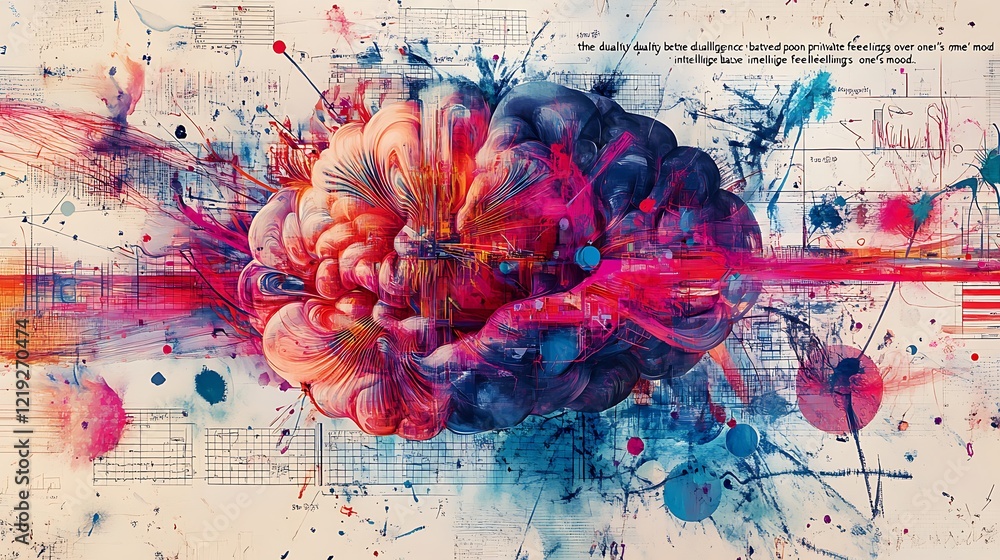 Poster a digital art representation of the left and right brain background