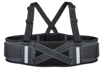 Black work support belt with straps isolated with transparent background