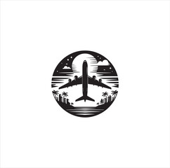 Black silhouette airplane vector