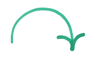 One green drawn arrow isolated on white