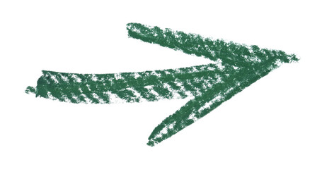 One green drawn arrow isolated on white