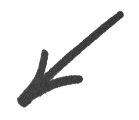 One black drawn arrow isolated on white
