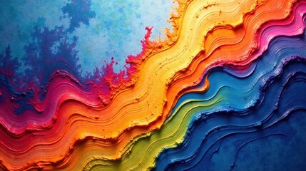 Vibrant Hues of Layered Color in an Abstract Wave Pattern, Evoking a Sense of Dynamic Energy and Artistic Expression