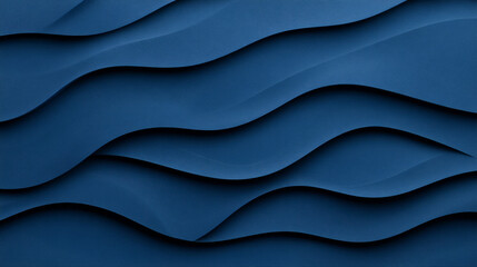 Fototapeta premium Layered dark blue wave pattern with smooth curves creating serene and modern aesthetic. This design evokes sense of calm and sophistication, perfect for various applications