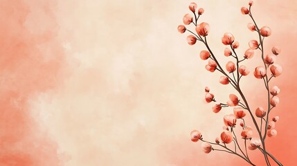 Fototapeta premium Delicate Coral Blossoms Watercolor Painting on Soft Background