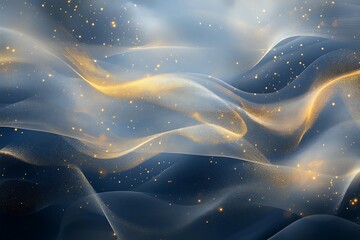 A sophisticated abstract background with shimmering gold accents over a textured deep blue base, enhanced by soft glowing highlights