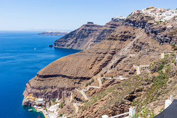 Karavolades stairs at Fira,Santorini,Greece