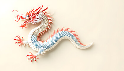 Fototapeta premium Elegant Papercut Dragon: A Masterpiece of Asian Art