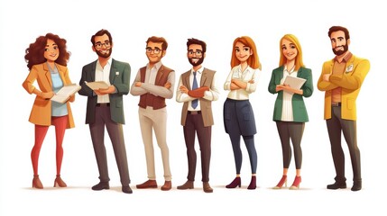 Obraz premium Master of Science in finance isolated cartoon vector illustrations set. Group of diverse people making business plan together, budget planning, study investment banking, management vector cartoon.