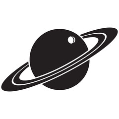 Planet Saturn with planetary ring vector, cosmos and planet silhouette