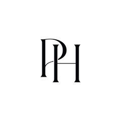 PH monogram logo design letter text name symbol monochrome logotype alphabet character simple logo