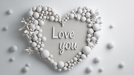 Obraz premium Minimalist 3D Heart Design with Spheres and White Elements for Love-Themed Decor and Art Projects