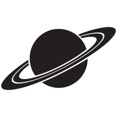 Planet Saturn with planetary ring vector, cosmos and planet silhouette © firoz