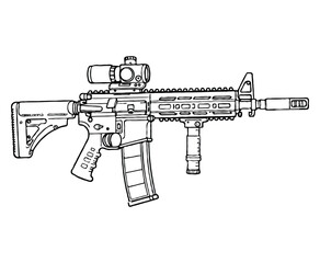 M240B Machine Gun weapon coloring page
