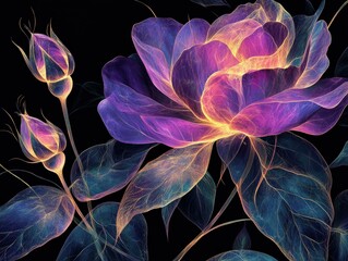 Fototapeta premium Vibrant abstract floral design with luminous colors and details