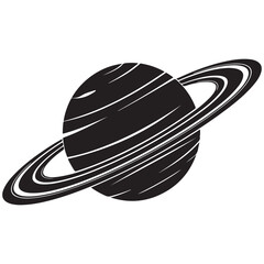 Planet Saturn with planetary ring vector, cosmos and planet silhouette