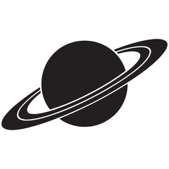 Planet Saturn with planetary ring vector, cosmos and planet silhouette © firoz