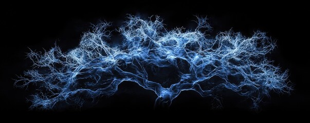 Abstract visualization of illuminated neural branches showcasing connectivity and complexity