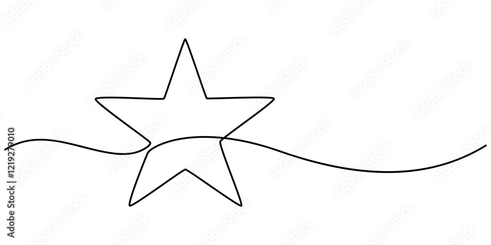Poster hand drawn doodle star in continuous line art style. single line vector illustration, editable strok