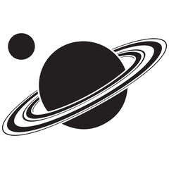 Planet Saturn with planetary ring vector, cosmos and planet silhouette © firoz