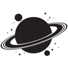 Planet Saturn with planetary ring vector, cosmos and planet silhouette © firoz
