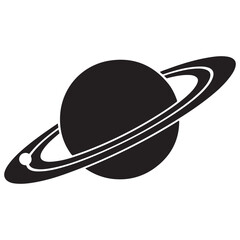 Planet Saturn with planetary ring vector, cosmos and planet silhouette