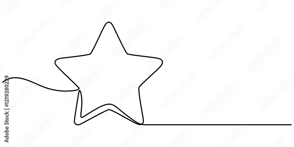 Poster hand drawn doodle star in continuous line art style. single line vector illustration, editable strok