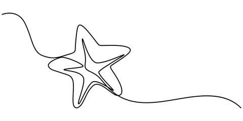 Hand drawn doodle star in continuous line art style. Single line vector illustration, editable stroke, One line  Drawing or illustration of a star, Star Shapes Continuous Line Icon, Christmas star. 