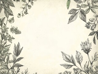 Botanicalthemed handdrawn sketches in black white and green