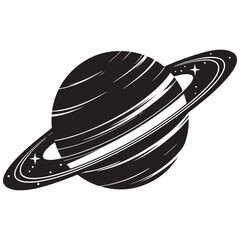 Planet Saturn with planetary ring vector, cosmos and planet silhouette © firoz