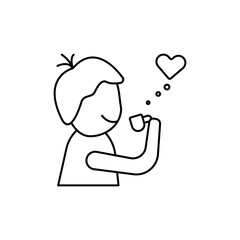 Person Drinking Coffee Outline Icon: A person drinking coffee.